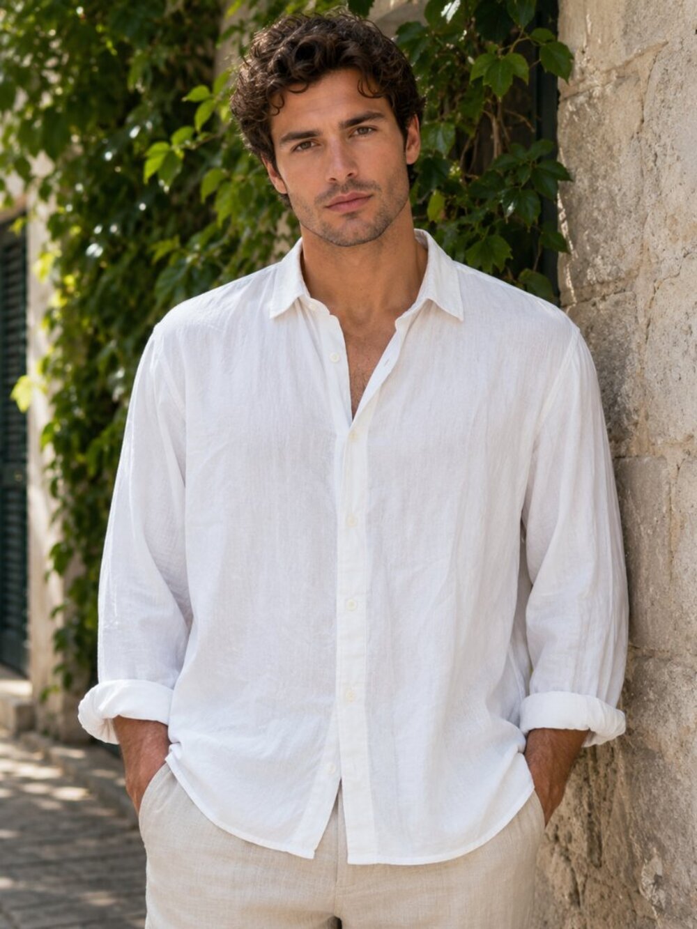 Vince White Classic Fit Button Front Shirt Men’s Stretch Cotton Blend Minimalist